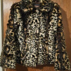 Vintage Pamela McCoy XS Faux Fur Leopard Jacket